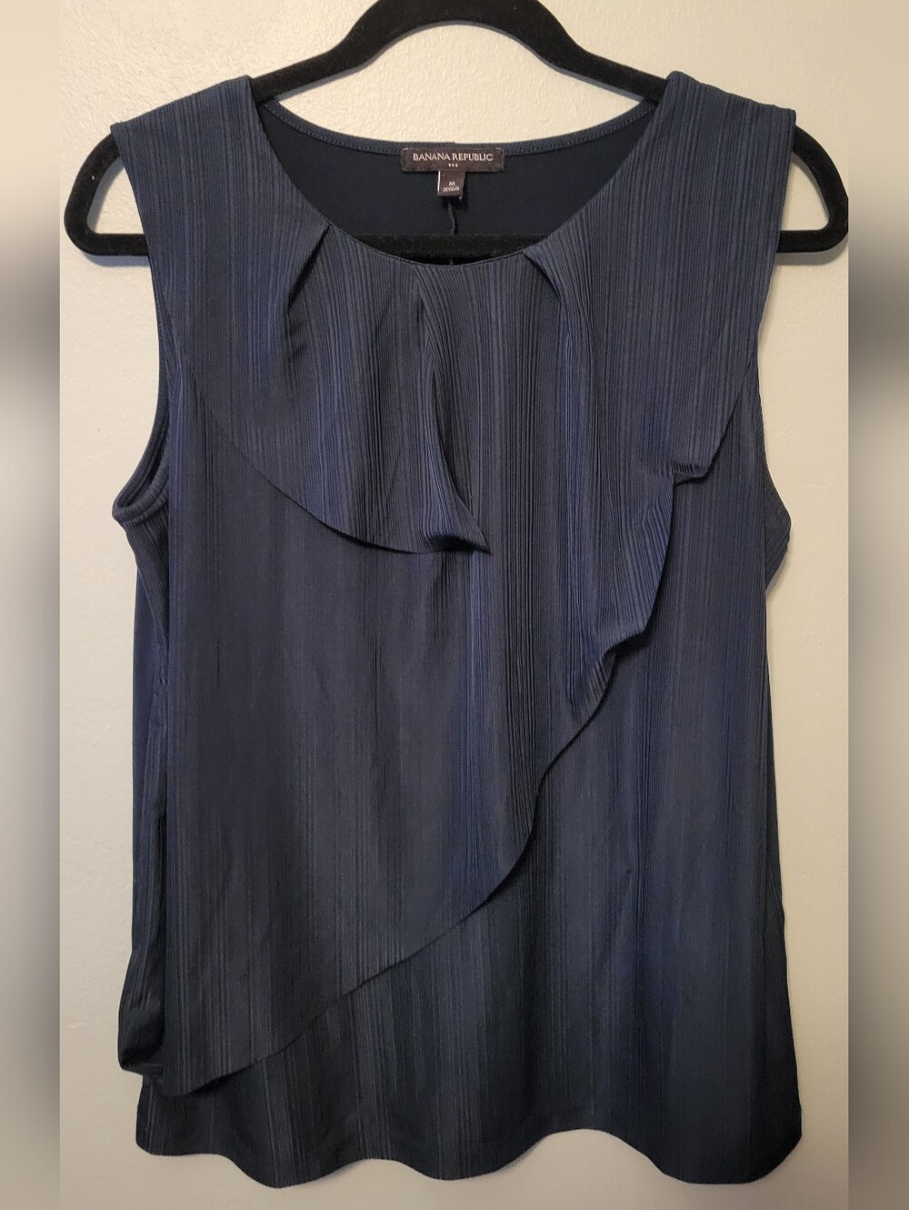 Navy Ruffle Top